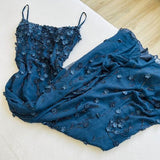 Vintage Navy Blue Spaghetti Straps Prom Dress Sexy Mermaid 17th Birthday Outfits HZ1022