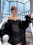Sexy One Shoulder Bow Lace Satin 21st Birthday Homecoming Dress HZ1022