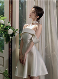 Elegant And Simple Satin One Shoulder A-line Birthday Dress Homecoming Dress HZ1022