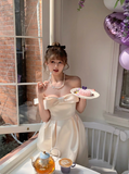 Princess Bow Satin One Shoulder Birthday Dress Homecoming Dress HZ1022