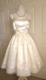 Cute Ivory Strappy Satin Lace Trim A-line Birthday Dress Homecoming Dress HZ1022