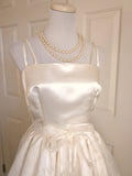 Cute Ivory Strappy Satin Lace Trim A-line Birthday Dress Homecoming Dress HZ1022
