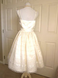Cute Ivory Strappy Satin Lace Trim A-line Birthday Dress Homecoming Dress HZ1022