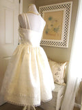 Cute Ivory Strappy Satin Lace Trim A-line Birthday Dress Homecoming Dress HZ1022