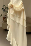 Elegant Chiffon Ivory Strap Irregular Birthday Dress Homecoming Dress HZ1022