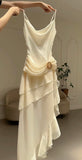 Elegant Chiffon Ivory Strap Irregular Birthday Dress Homecoming Dress HZ1022