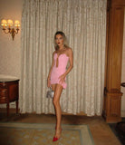 Sexy Low-cut Pink Slim-fit Hip 21st Birthday Homecoming Dress HZ1022