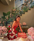 Sexy 19th Birthday Burgundy Satin Homecoming Dress HZ1022