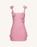 Sweet Pink 3D Flower Square Neck Slim Fit 17th Birthday Homecoming Dress HZ1022