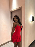 Sexy Red Suspender Ruffled Hip 19th Homecoming Dress HZ1022