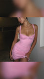 Cute Pink Shoulder Strap Drawstring Slim Fit 17th Birthday Homecoming Dress HZ1022