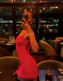 Sexy Red Suspender Slim Birthday Short Skirt Homecoming Dress HZ1022