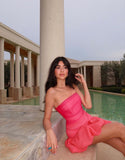 Sweet Pink Tube Top Flower Bud 17th Birthday Homecoming Dress HZ1022