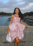 Design Pink Tube Top Bow Irregular 17th Birthday Homecoming Dress HZ1022