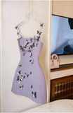 Charming Purple Butterfly Strap Satin 17th Birthday Homecoming Dress HZ1022