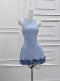 Elegant 3D Flower Satin Birthday Dress Homecoming Dress HZ1022