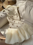 Sweet Sleeveless Floral Satin Tulle Mini 17th Birthday Homecoming Dress HZ1022