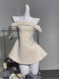 Simple Tube Top Bow Waist Birthday Skirt Homecoming Dress HZ1022