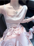 Cute Satin Off-shoulder Bow Birthday Dress Homecoming Dress HZ1022