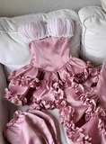 Princess Tube Top Fishbone Waist Ruffled Puffy Birthday Skirt Homecoming Dress HZ1022