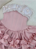 Princess Tube Top Fishbone Waist Ruffled Puffy Birthday Skirt Homecoming Dress HZ1022