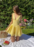Sexy Lace Suspenders V-neck Slim Fit A-line Birthday Dress Homecoming Dress HZ1022