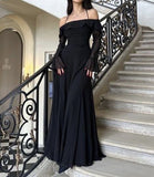Stunning Black Off-the-shoulder Mermaid Prom Dress Birthday Outfits HZ1022