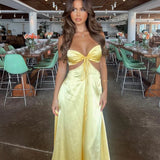 Sexy Mermaid Spaghetti Straps Yellow Prom Dress 21th Birthday Outfit HZ1022