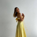 Sexy Mermaid Spaghetti Straps Yellow Prom Dress 21th Birthday Outfit HZ1022