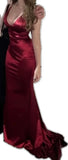 Sexy Mermaid Burgundy Spaghetti Straps Prom Dress 22th Birthday Outfits HZ1022
