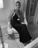 Sexy Prom Dresses Straps Satin Black Prom Dress Birthday Outfits HZ1022