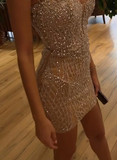 Sexy Strapless Champagne Birthday Dresses Bling Birthday Outfits HZ1022
