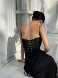 Sexy Mermaid Spaghetti Straps Black Birthday Dress 22th Birthday Outfits HZ1022