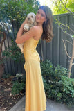 Simple Mermaid Straps Yellow Prom Dress 21th Birthday Outfit HZ1022