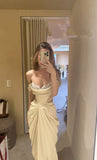 Sexy Mermaid Strapless Long Chiffon Prom Dress HZ1022