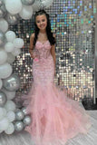 Elegant Mermaid Sweetheart Lace Pink Long Birthday Dress Prom Dress Baddie Summer 20th Birthday Outfit HZ1121
