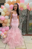 Elegant Mermaid Sweetheart Lace Pink Long Birthday Dress Prom Dress Baddie Summer 20th Birthday Outfit HZ1121