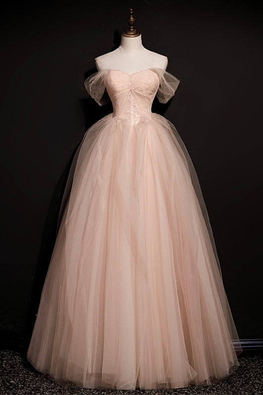 Peach Ball Gown with Off the Shoulder HZ0308