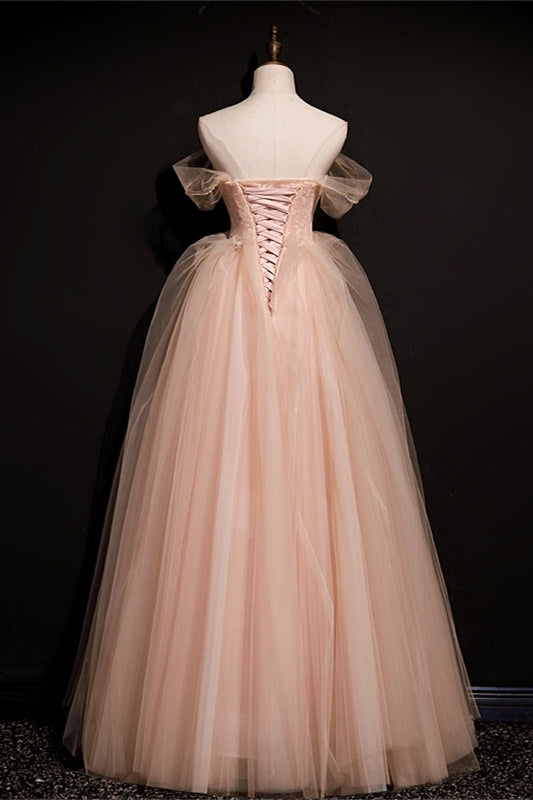 Peach Ball Gown with Off the Shoulder HZ0308