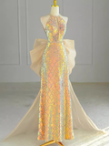 Sparkle A line Scoop Neckline Sequin Pink Long Prom Dress HZ1022