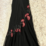 Modest Black Long Prom Dresses With Flowers 22th Birthday Outfits HZ1022