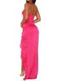 Vintage Sheath Straps Hot Pink Long Prom Dresses HZ1022