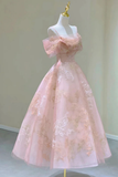 Cute Pink Tulle Lace Short A-Line Prom Dress HZ1022