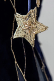 Elegant Navy Blue Spaghetti Strap Long Prom Dress with Star HZ1022