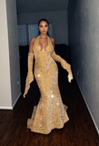 Simple Mermaid Red Sequin Prom Dresses 22th Birthday Outfit HZ1022