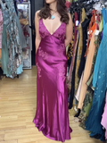 Beautiful A Line Spaghetti Straps Green Long Prom Dresses Backless Satin Evening Gowns HZ1022