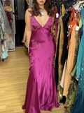 Beautiful A Line Spaghetti Straps Green Long Prom Dresses Backless Satin Evening Gowns HZ1022