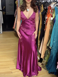 Beautiful A Line Spaghetti Straps Green Long Prom Dresses Backless Satin Evening Gowns HZ1022