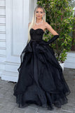 Gorgeous Ball Gown Sweetheart Tulle Black Long Prom Dress Party Dress Graduation Dresses HZ1121