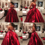 Gorgeous Ball Gown Strapless Sequin Red Long Prom Dress Party Dress Graduation Dresses HZ1121